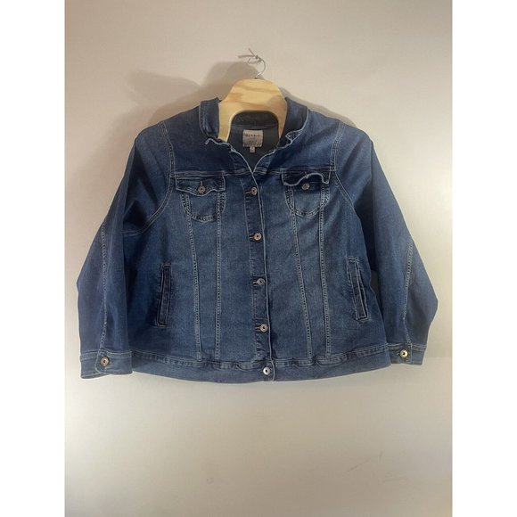 Torrid Blue Denim Jean Jacket Coat Stretch Button Womens Plus‎ size 6X - Picture 1 of 7
